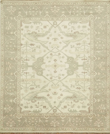 Classic Beige Toned Oushak Indian Wool Rug 8x10