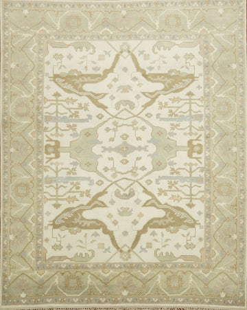 Elegant Beige and Blue Rug with Classic Oriental Design 8'x10'