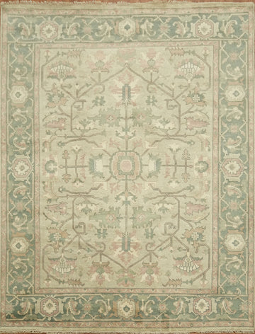 Luxurious Antique Style Sage Green Oushak Living Room Rug 9'x12'