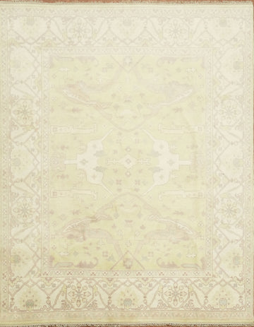 Lemon Green Traditional Oushak Hand Made Area Rug 8x10