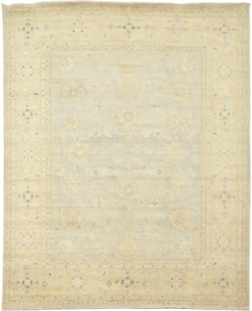 Elegant Muted Light Blue and Beige Traditional Kazak Rug 8'x10'