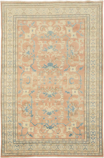 Elegant Kazak Peach Terracotta and Blue Area Rug  8'x13'