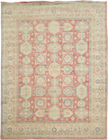 Persian Inspirations: Exquisite Geometry Red Kazak Area Rug 9'x12'