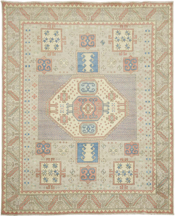 Traditional Geometric Kazak Pakistani Hand-made Area Rug 8x10