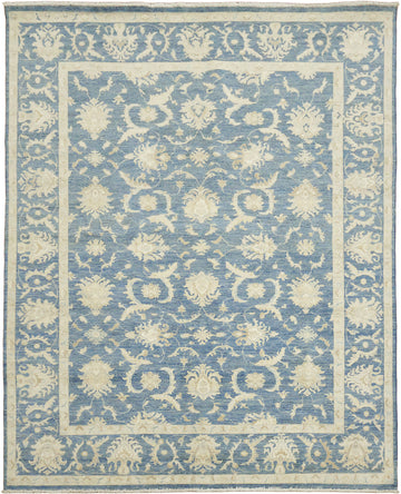 Blue Vegetables Dye Wool Traditional Oushak Area Rug 9x12
