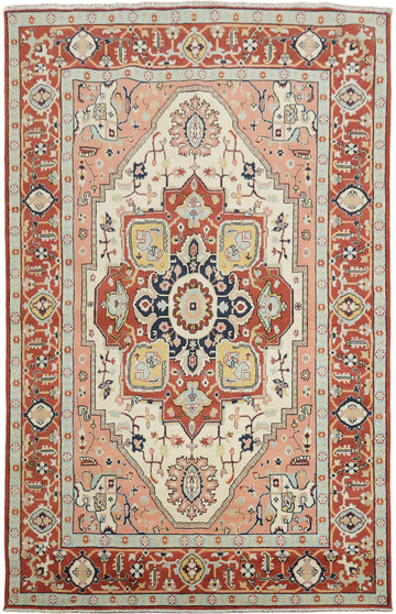 Luxurious Persian-Inspired Heriz Rug in Rich Earth Tones 6'x9'