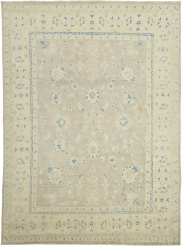 Oushak Turkish All Over Floral Wool Area Rug 9x12