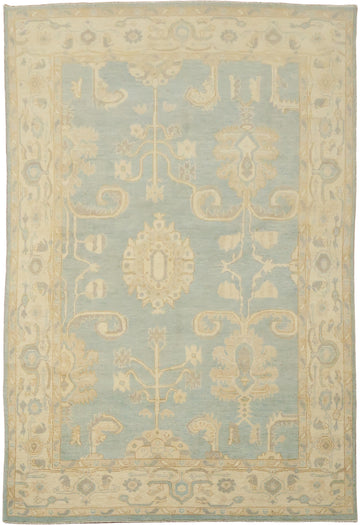 Traditional Oushak Wool Blue Area Rug 6x9
