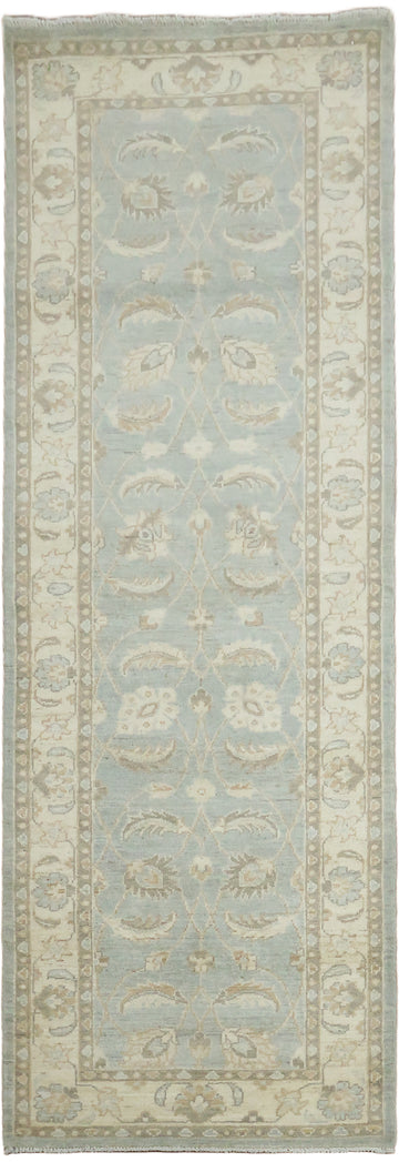 Turkish Vegetable Dye Wool Traditional Oushak Runner Rug 3x8