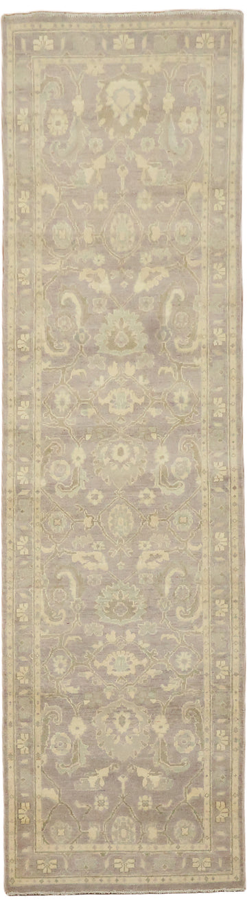 Vegetable Dye Wool Traditional Oushak Runner Rug 3x10