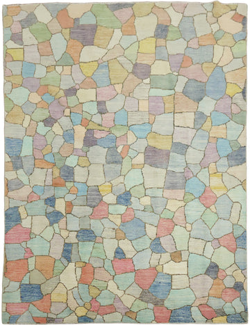 Artistic Pebble Design Gabbeh Area Rug with Pastel Shades 6'x8'
