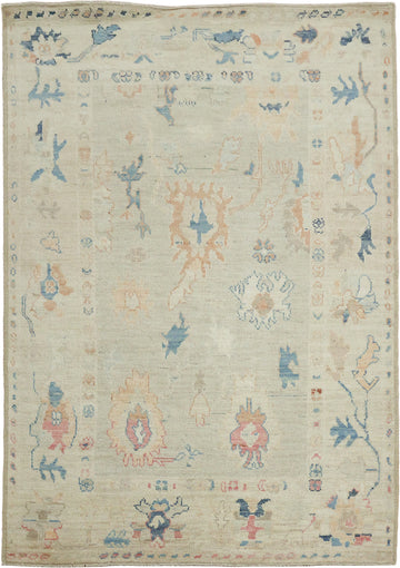 Green Wool Traditional Oushak Rug 4x6