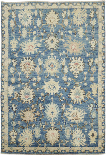 Classic Blue Area Rug with Intricate Floral Design Details