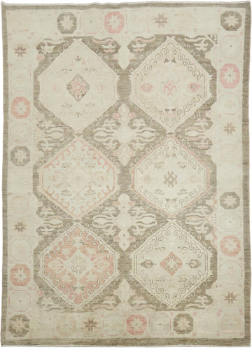 Geometric Wool Traditional Oushak Rug 5x7
