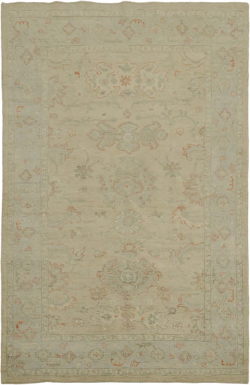 Muted Traditional Oushak Wool Area Rug 5x8