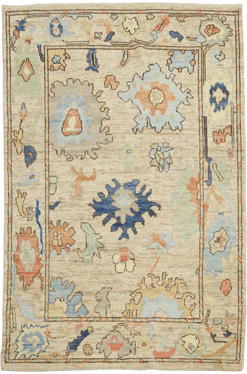 Traditional Oushak Wool Rug 4x6
