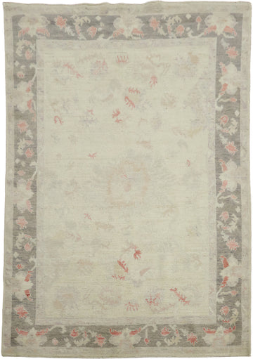 Muted Vegetable Dye Wool Traditional Oushak Rug 5x7