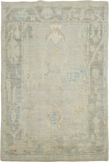 Muted Vegetable Dye Wool Oushak Turkish Rug 3x5