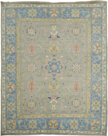 Exquisite Traditional Area Rug with Blue and Grey Floral Motifs 8x10
