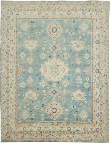 Charming Blue and Beige Kazak Pakistani Rug with Classic Design 8zx10