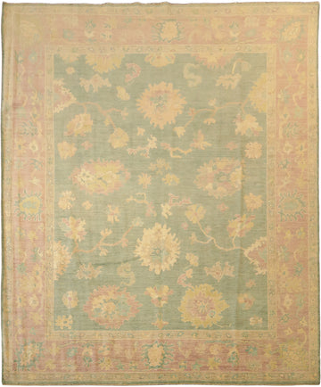 Muted Green Traditional Vegetable Dye Oriental Wool Oushak Area Rug 8x10