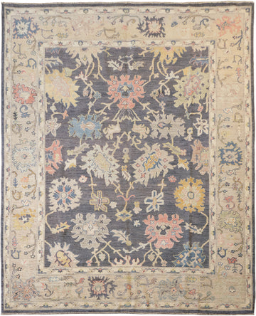 Antique-Style Wool Oriental Oushak Rug with Exquisite Floral Design and Soft Hues 8x10