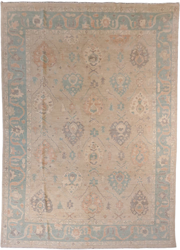 Outstanding Muted Pink Turkish Traditional Oushak Wool Oriental Area Rug 9x12