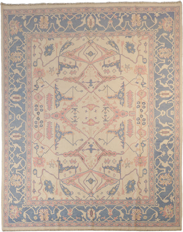 All Over Geometric Traditional Turkish Oushak Oriental Wool Area Rug 8x10