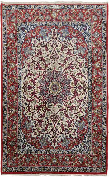 Extra Fine! Signed Vegetables Dye Floral Persian Isfahan Wool Rug 4x6