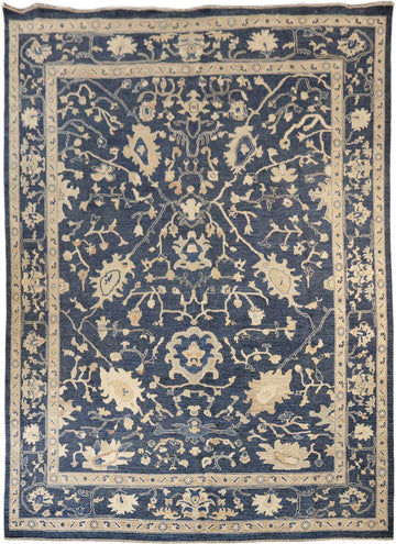 Blue All Over Floral Handcrafted Wool  Rug with Timeless Floral Design 10x14