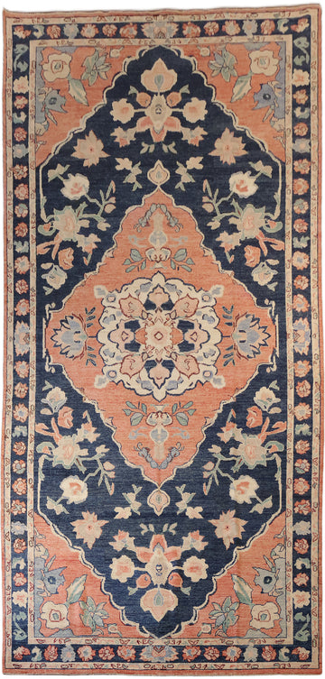 RARE! Blue Wool Floral Oriental Traditional Oushak Area Rug 7x15