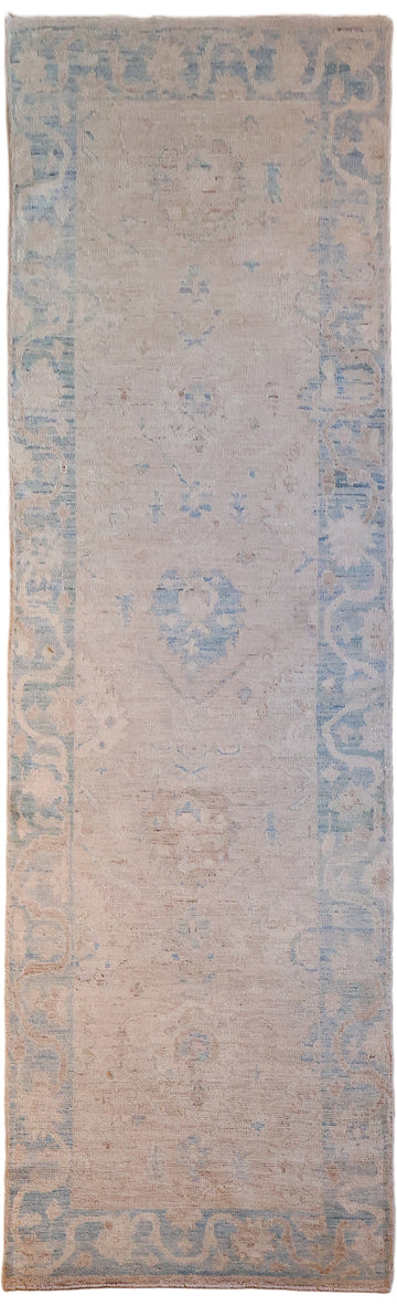Stunning! Muted Pink Oushak Turkish Runner Wool Rug 3x10