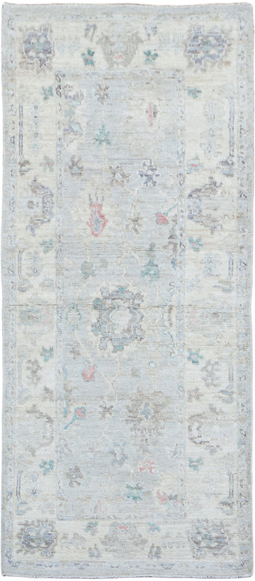 Muted Vegetable Dye Wool Oushak Turkish Rug 3x6