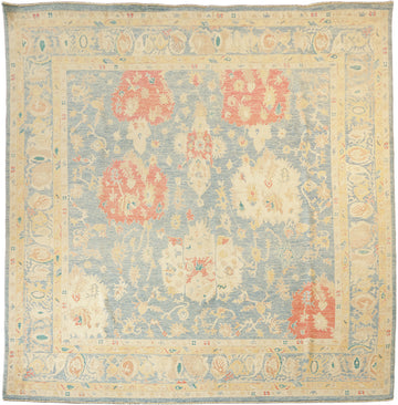 OUTSTANDING! Muted Blue Oriental Wool Oushak Turkish Area Rug 10x10