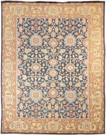 Blue Vegetable Dye Wool Oushak Turkish Area Rug 9x12