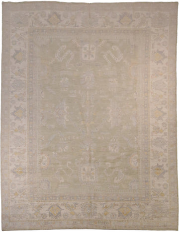 Muted Wool Vegetable Dye Oushak Turkish Area Rug 9x12