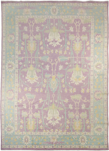 Pink Vegetable Dye Wool Oushak Turkish Large Rug 10x14