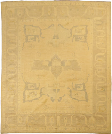 Geometric Muted Wool Oushak Turkish Area Rug 8x10