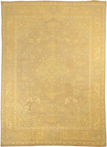 Must See! Muted Grey Vegetable Dye Wool Oushak Turkish Area Rug 9x12
