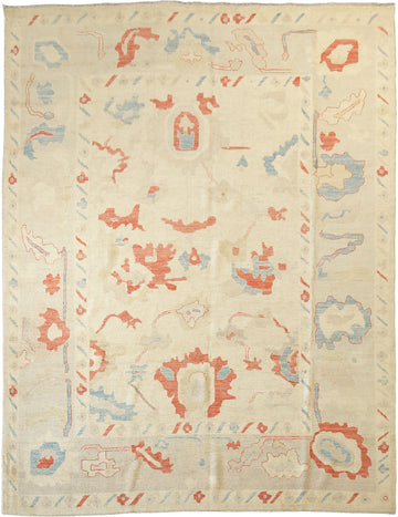 Decorative Vegetable Dye Wool Oushak Turkish Oriental Area Rug 9x12