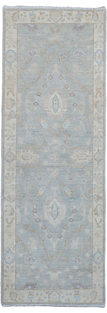 Oushak Turkish Runner Wool Rug 2x6