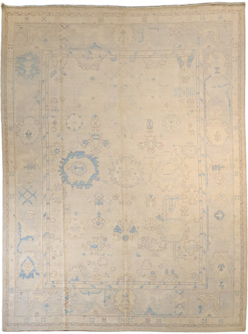 Decorative Muted Oushak Turkish Large Oriental Wool Rug 10x14