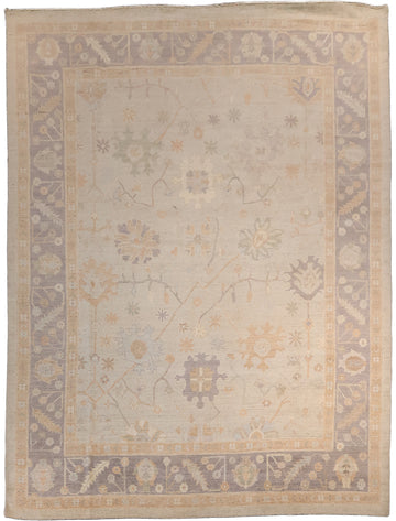 Stunning Muted Grey Oushak Turkish Area Wool Rug 9x12