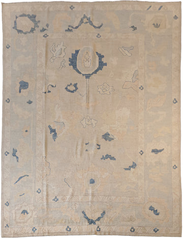 Decorative Muted Wool Oushak Turkish Area Rug 9x12