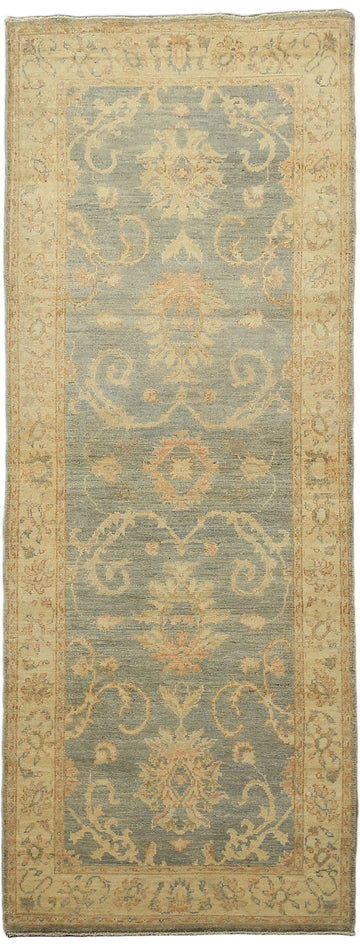 Stunning! Muted Green Oriental Oushak Turkish Runner Wool Rug 3x7