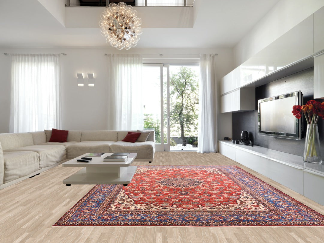 Floral Isfahan Vegetable Dye Large Persian Rug 11x16