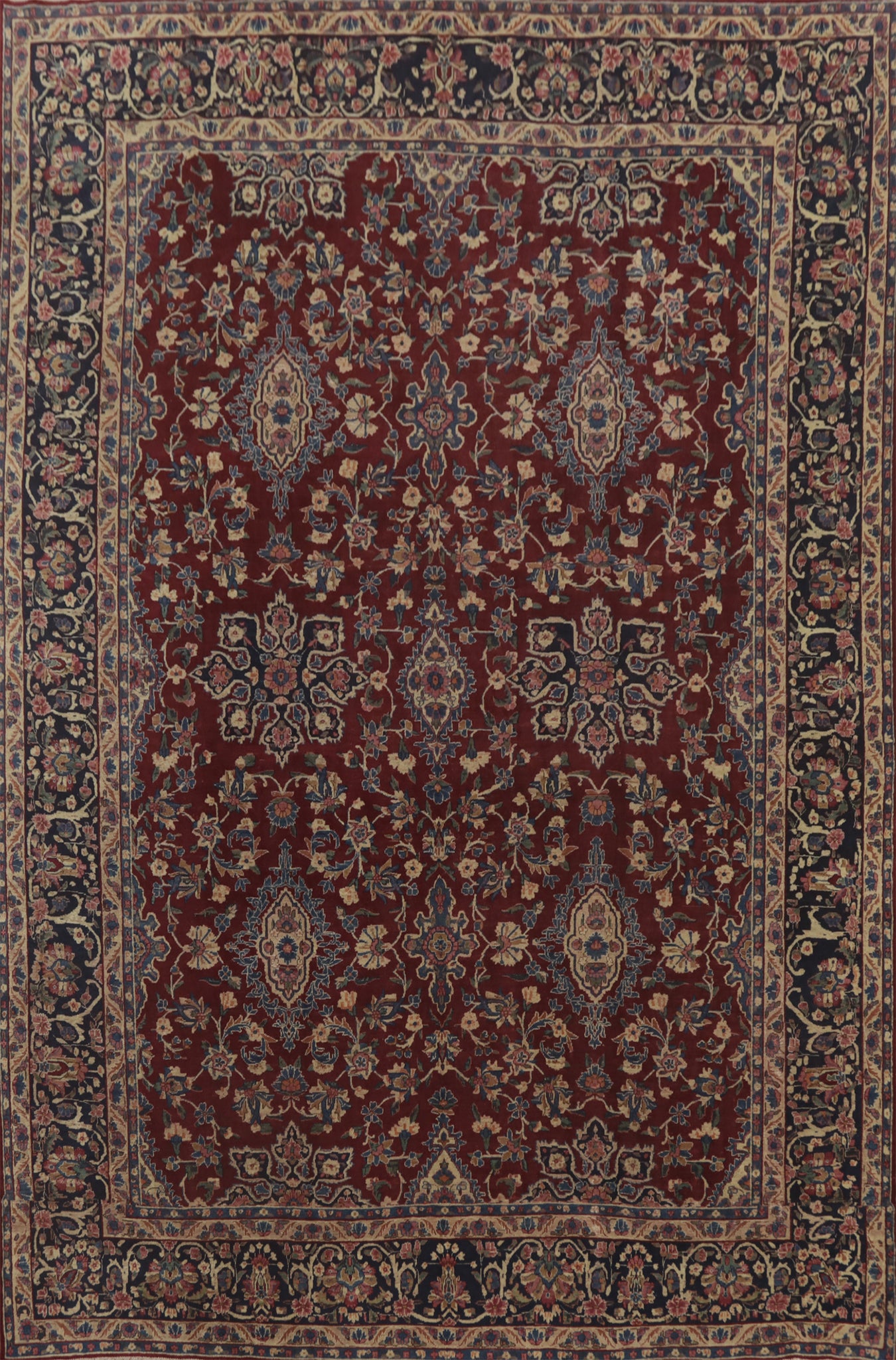 Pre-1900 Antique Red Yazd Persian Large Rug 11x16