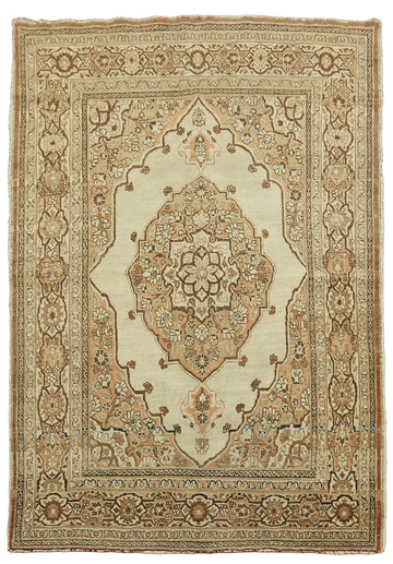 Pre-1900 Antique Beige Tabriz Haj-Jalili Persian Rug 4'x6'