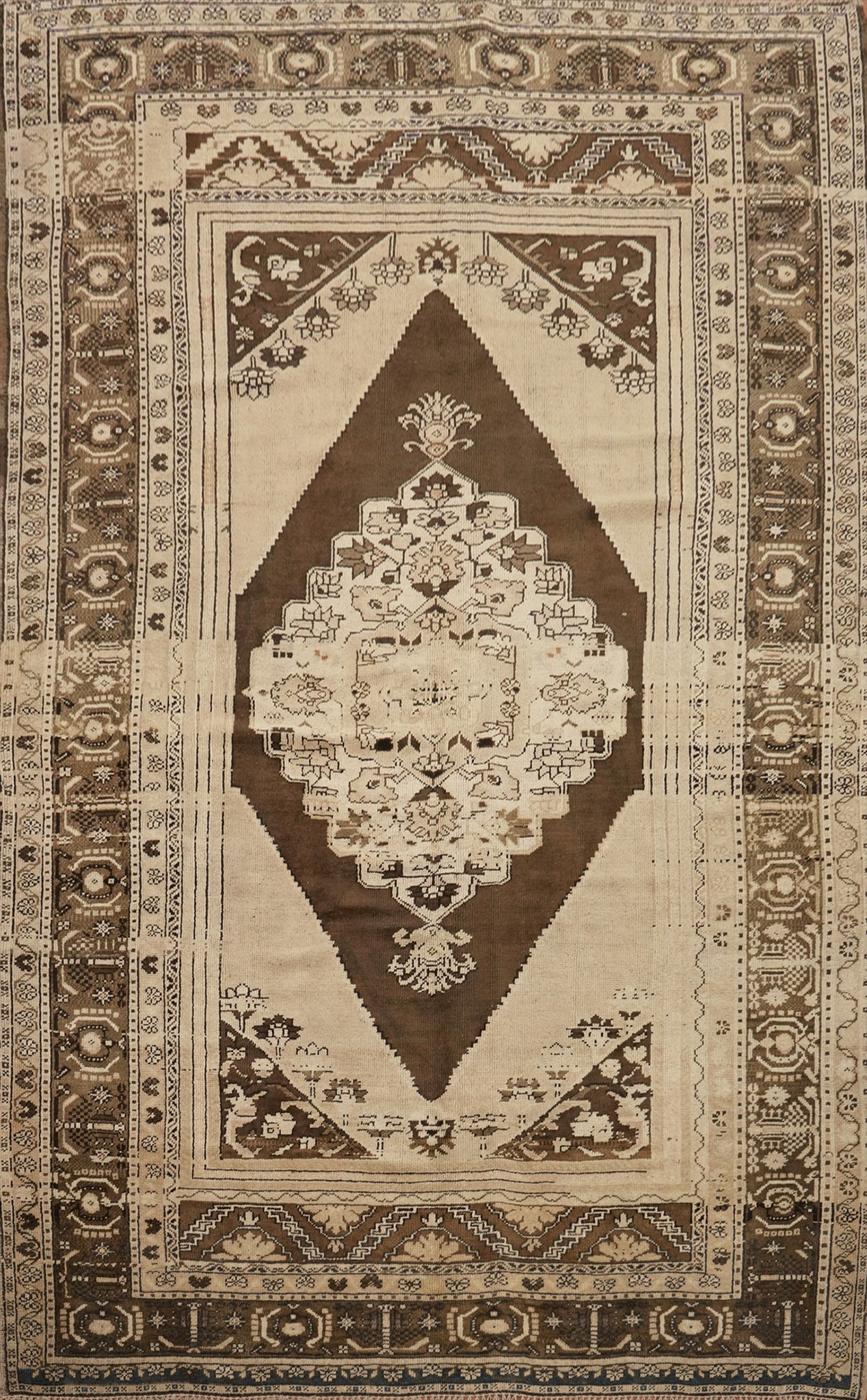 Vintage Geometric Oushak Turkish Area Rug 6x10
