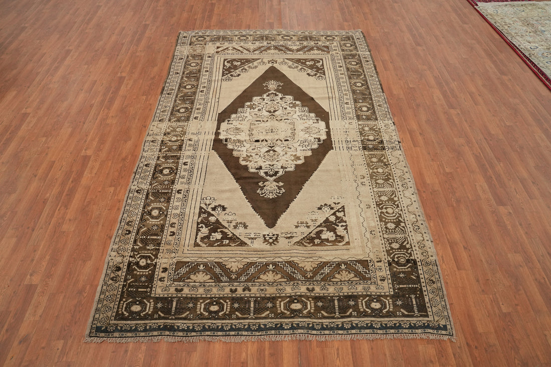 Vintage Geometric Oushak Turkish Area Rug 6x10
